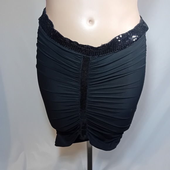 Y2K Entro Ruched Sequin Strapless Tube Top Corset Bustier Mini Skirt Glam Fits S - Picture 6 of 15